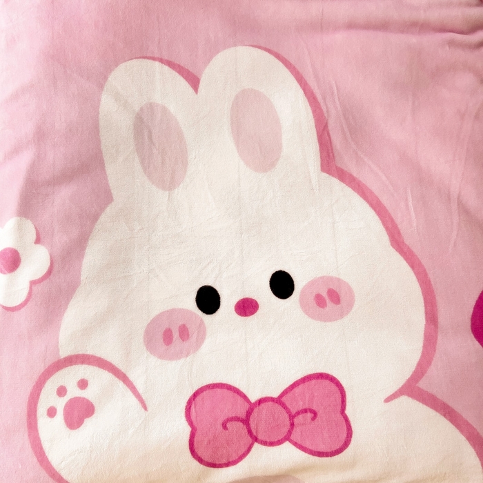 91家纺网 家纺一手货源 找家纺 嗨生活 2025新款大版印花牛奶绒儿童枕套枕芯幼儿园枕套枕芯 可爱小兔