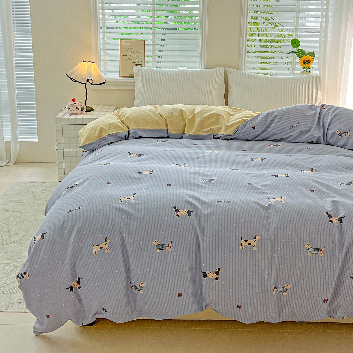 91家纺网 家纺一手货源 找家纺 依庭 2025新款高克重全棉纯棉磨毛印花单被套 酷小狗