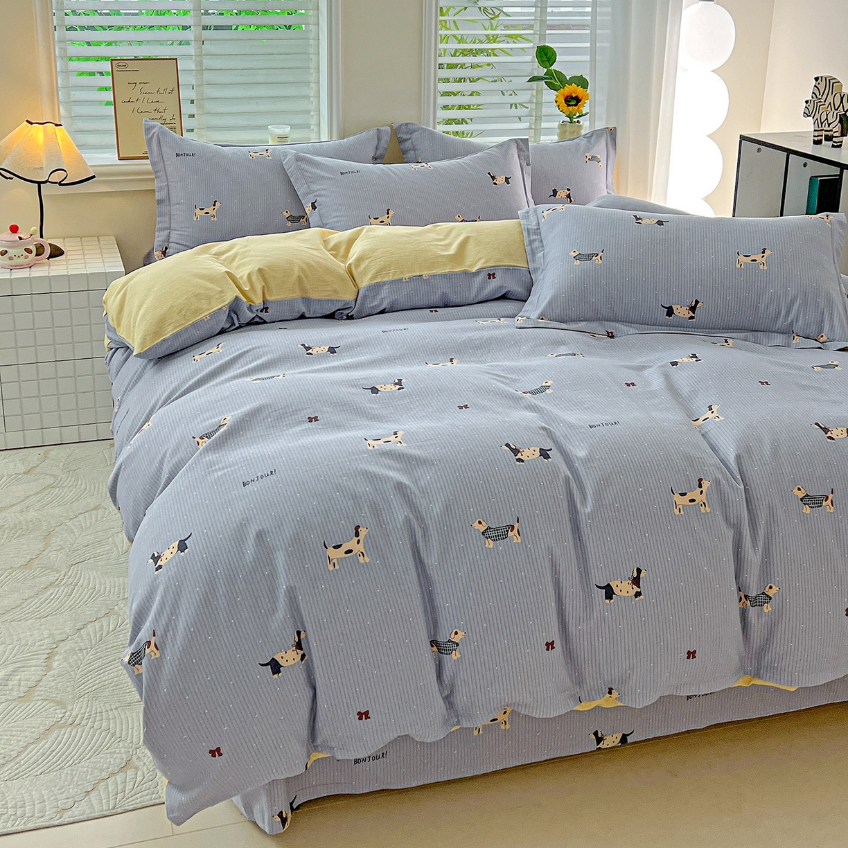 91家纺网 家纺一手货源 找家纺 依庭 2025新款高克重全棉纯棉磨毛印花单被套 酷小狗