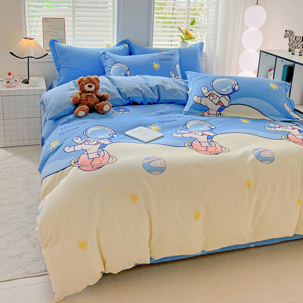 91家纺网 家纺一手货源 找家纺 依庭 2025新款高克重全棉纯棉磨毛印花单被套 快乐星球