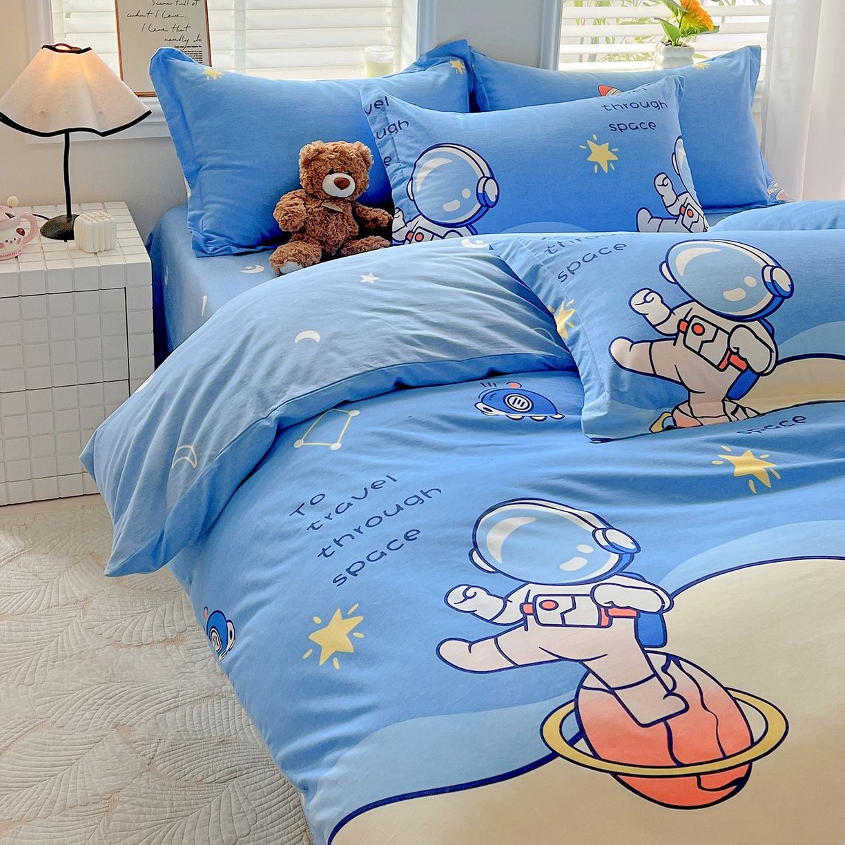 91家纺网 家纺一手货源 找家纺 依庭 2025新款高克重全棉纯棉磨毛印花单被套 快乐星球