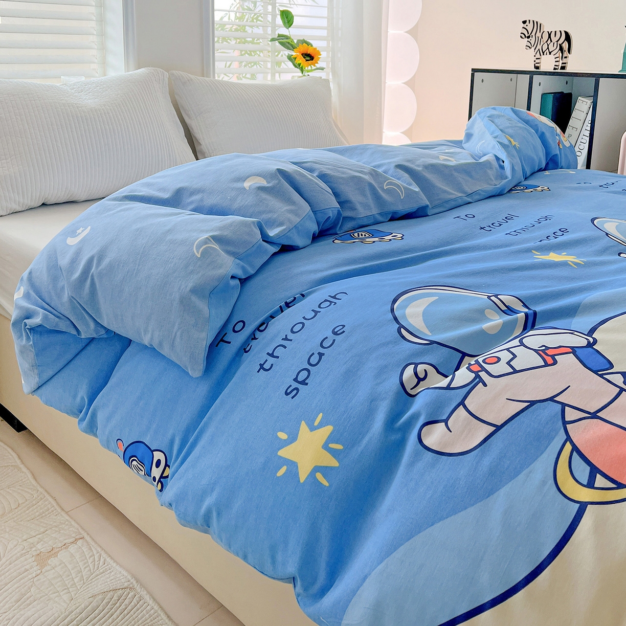 91家纺网 家纺一手货源 找家纺 依庭 2025新款高克重全棉纯棉磨毛印花单被套 快乐星球