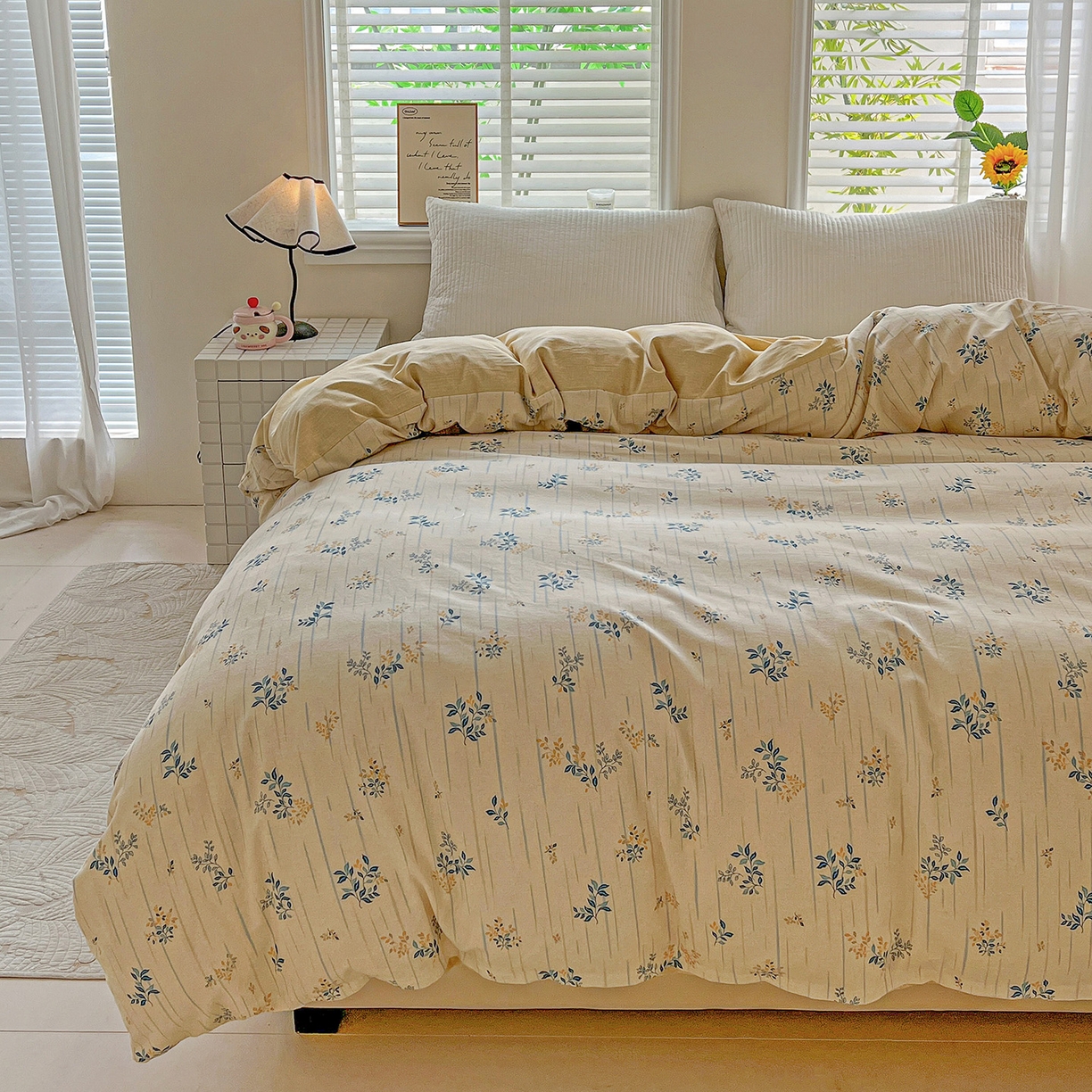 91家纺网 家纺一手货源 找家纺 依庭 2025新款高克重全棉纯棉磨毛印花单被套 蓝色恋人