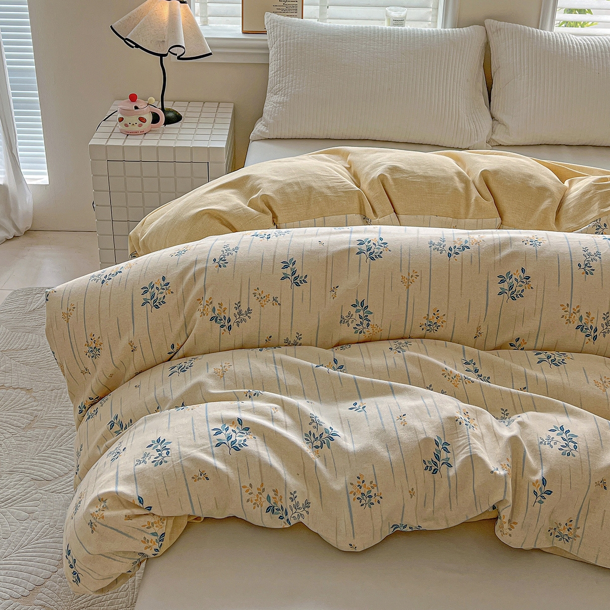 91家纺网 家纺一手货源 找家纺 依庭 2025新款高克重全棉纯棉磨毛印花单被套 蓝色恋人