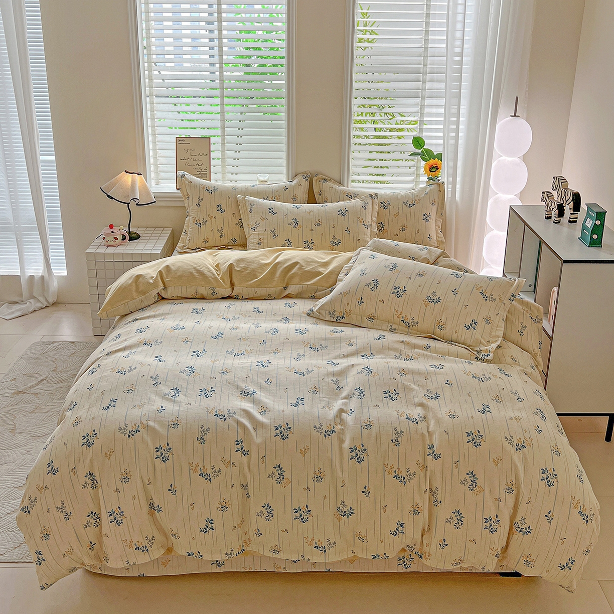 91家纺网 家纺一手货源 找家纺 依庭 2025新款高克重全棉纯棉磨毛印花单被套 蓝色恋人