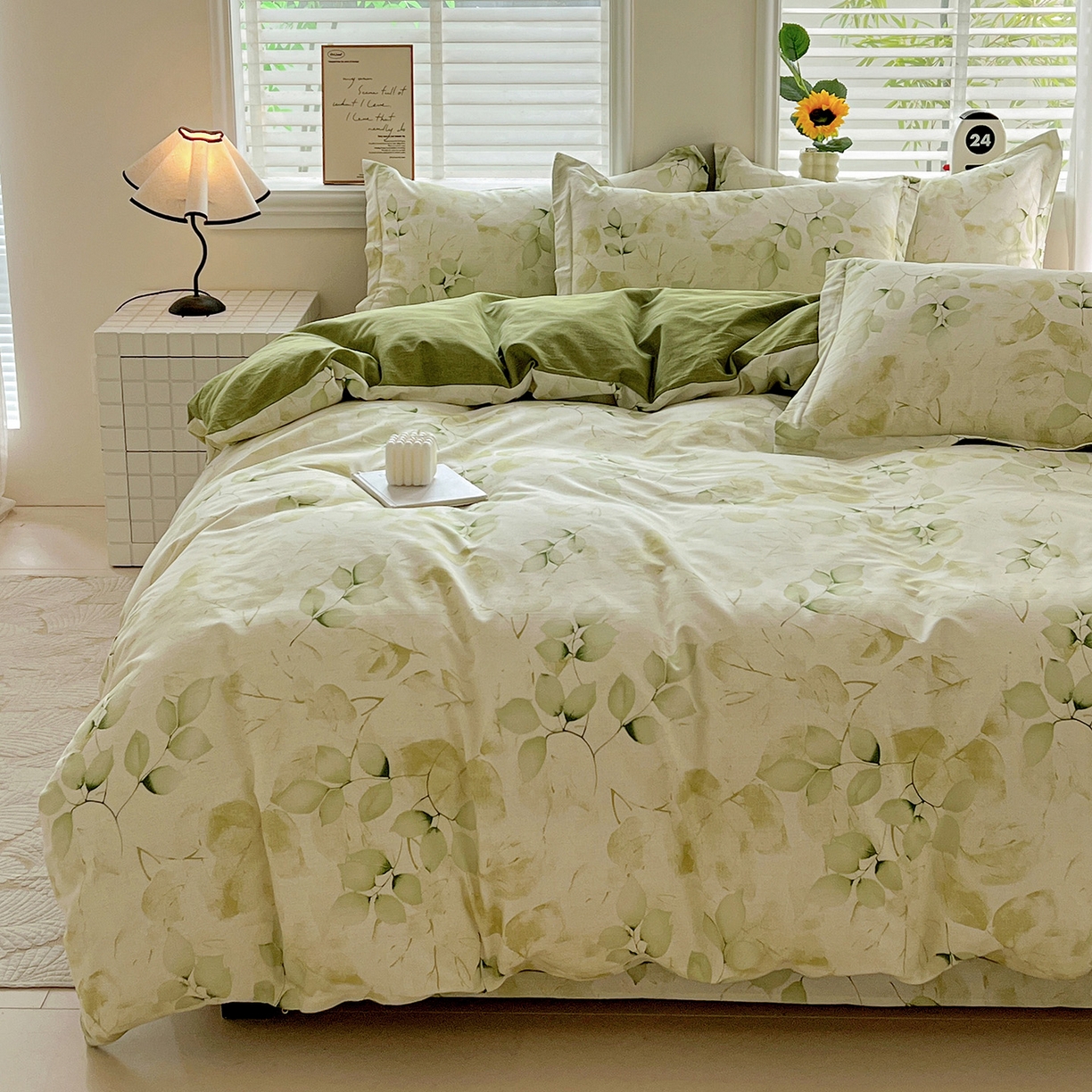 91家纺网 家纺一手货源 找家纺 依庭 2025新款高克重全棉纯棉磨毛印花单被套 绿萝