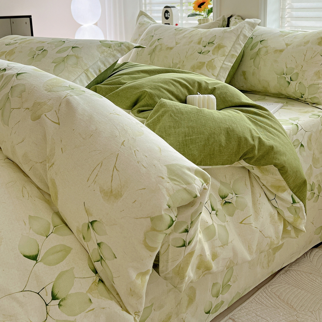 91家纺网 家纺一手货源 找家纺 依庭 2025新款高克重全棉纯棉磨毛印花单被套 绿萝