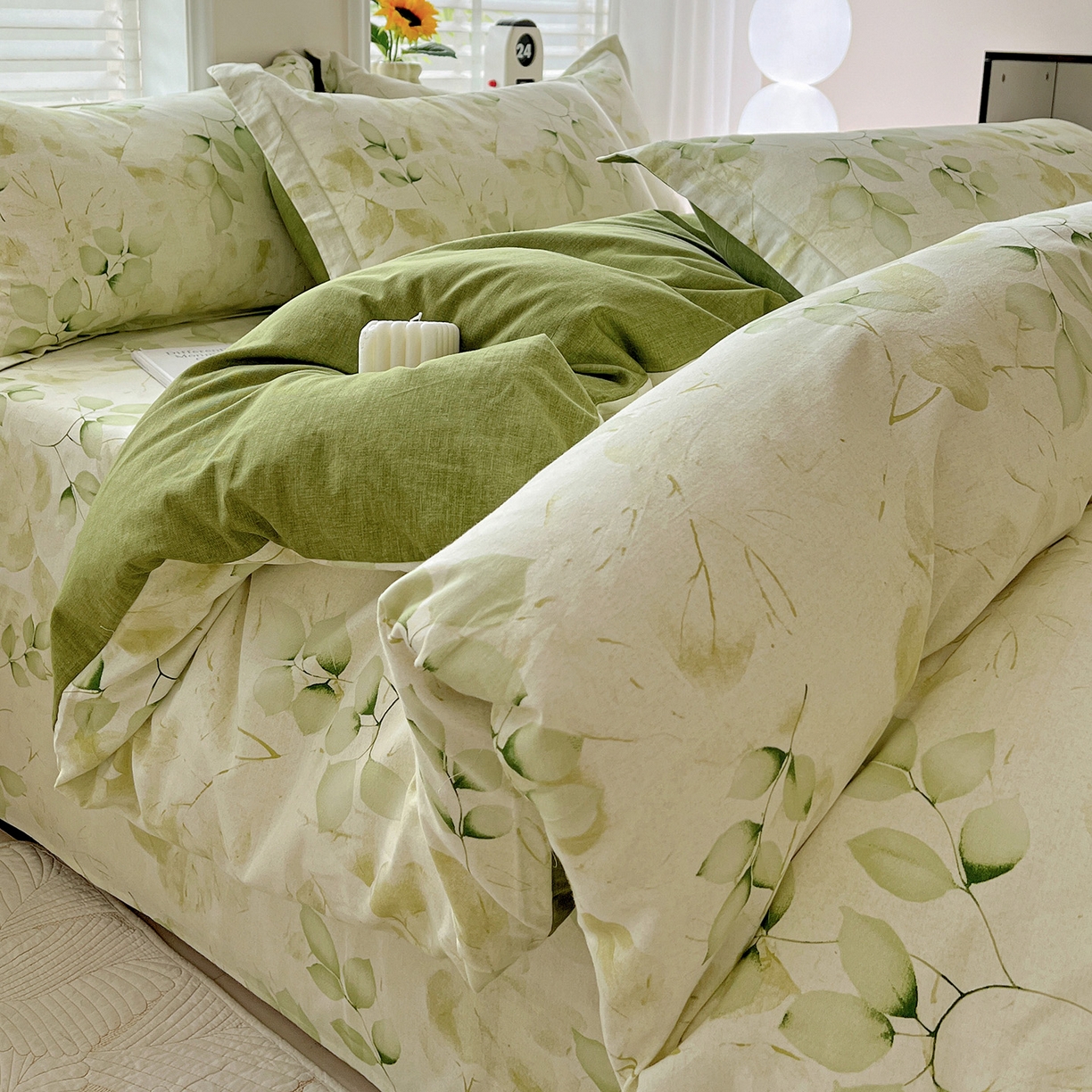 91家纺网 家纺一手货源 找家纺 依庭 2025新款高克重全棉纯棉磨毛印花单被套 绿萝