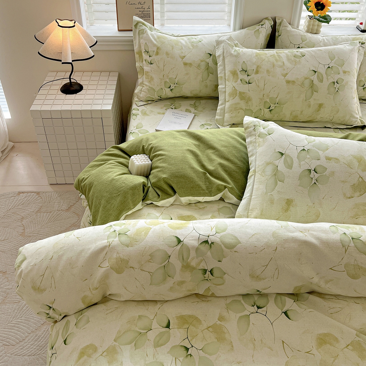 91家纺网 家纺一手货源 找家纺 依庭 2025新款高克重全棉纯棉磨毛印花单被套 绿萝