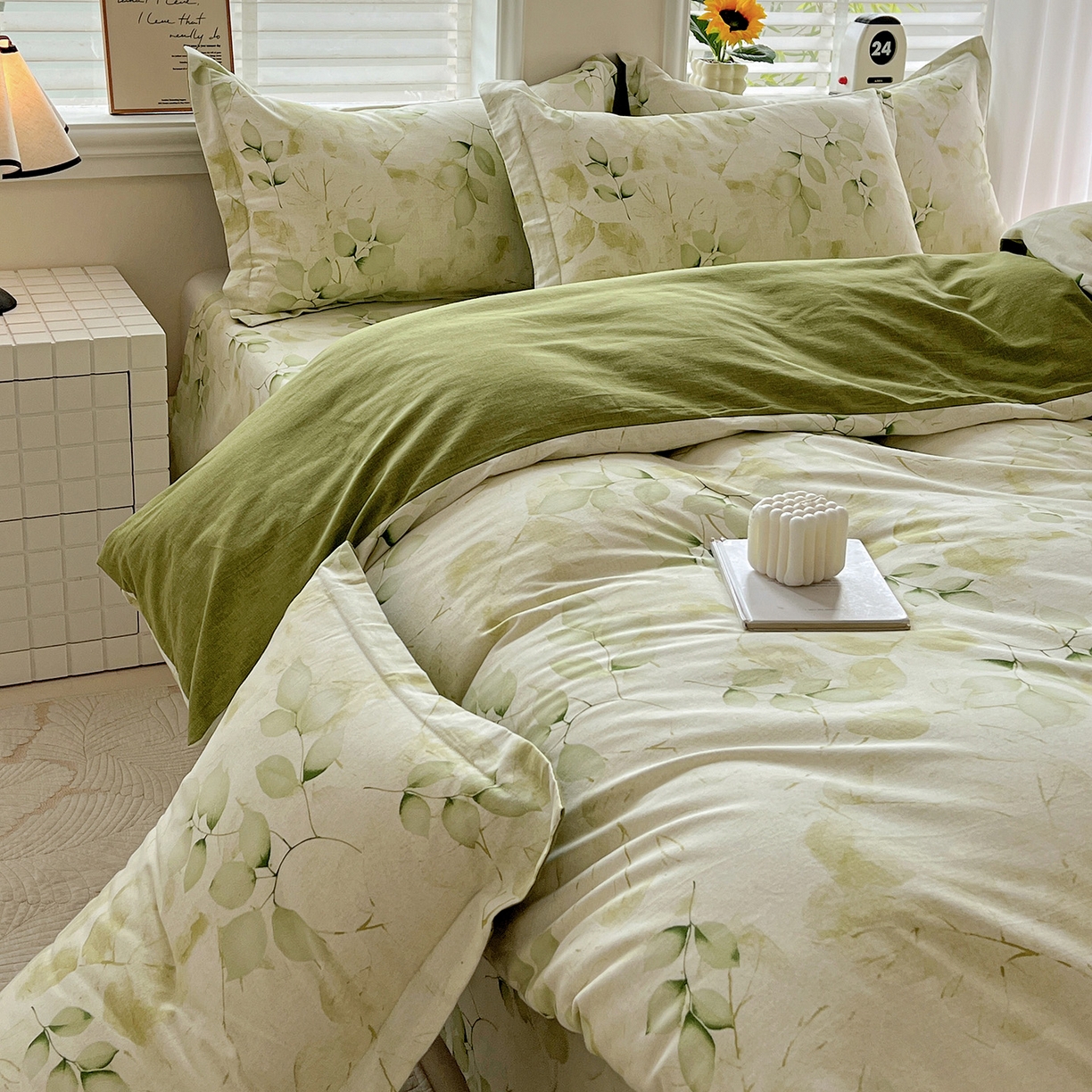 91家纺网 家纺一手货源 找家纺 依庭 2025新款高克重全棉纯棉磨毛印花单被套 绿萝