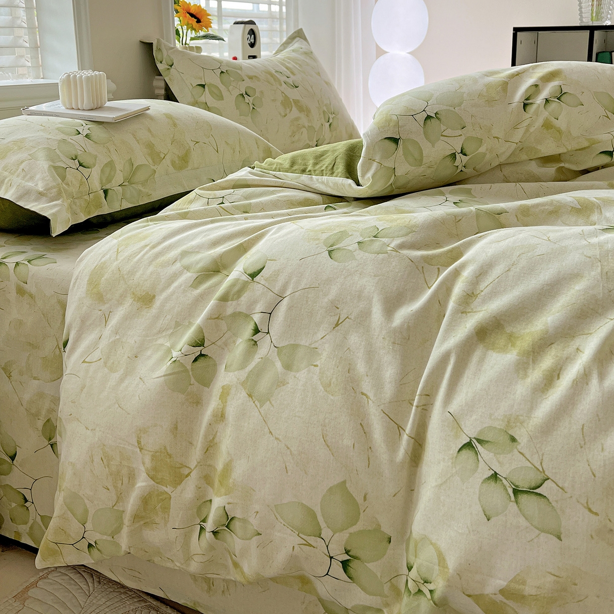 91家纺网 家纺一手货源 找家纺 依庭 2025新款高克重全棉纯棉磨毛印花单被套 绿萝