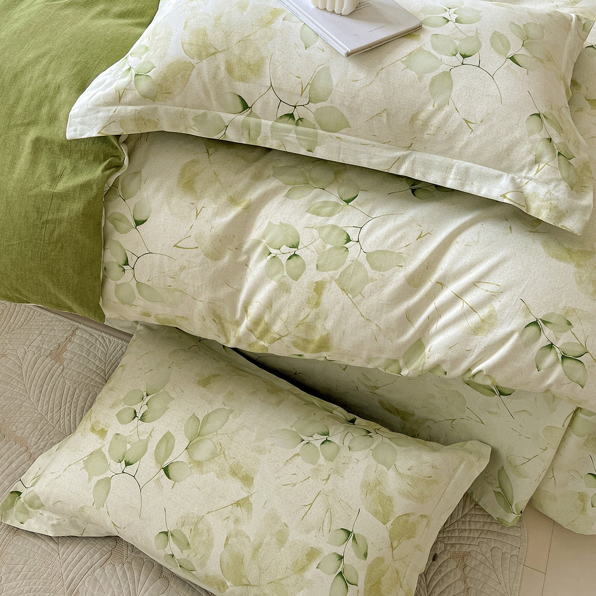 91家纺网 家纺一手货源 找家纺 依庭 2025新款高克重全棉纯棉磨毛印花单被套 绿萝