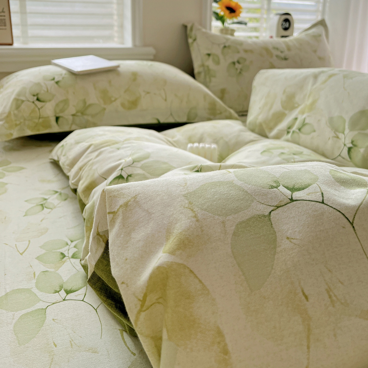91家纺网 家纺一手货源 找家纺 依庭 2025新款高克重全棉纯棉磨毛印花单被套 绿萝