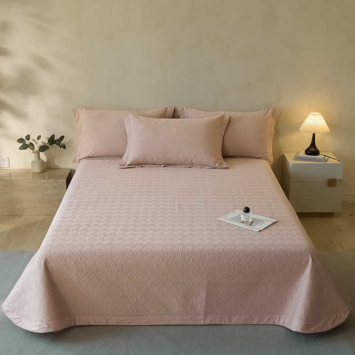 91家纺网 家纺一手货源 找家纺 （总）禾时 2025新款轻奢高支浮雕立体提花床盖款四件套