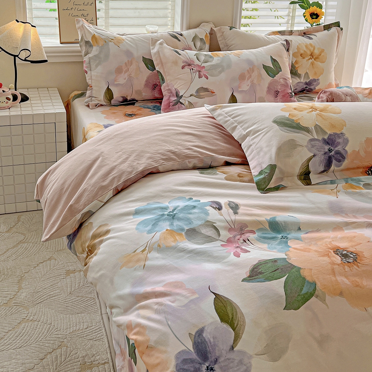 91家纺网 家纺一手货源 找家纺 依庭 2025新款高克重全棉纯棉磨毛印花单被套 玛雅