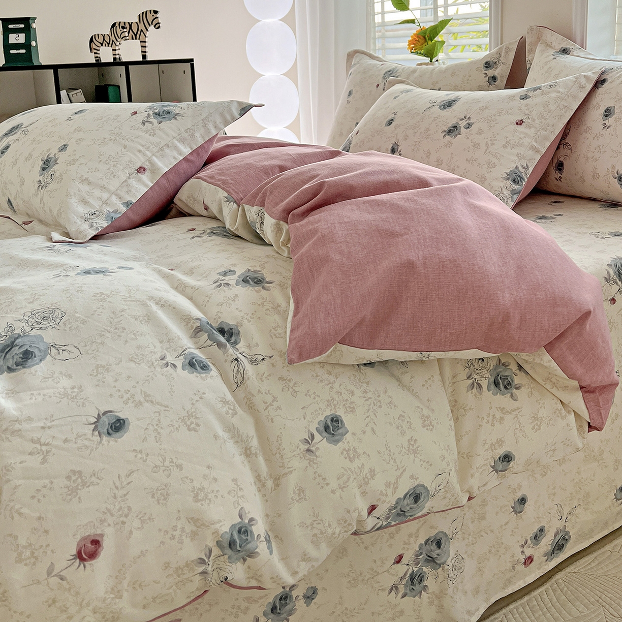 91家纺网 家纺一手货源 找家纺 依庭 2025新款高克重全棉纯棉磨毛印花单被套 玫瑰花语