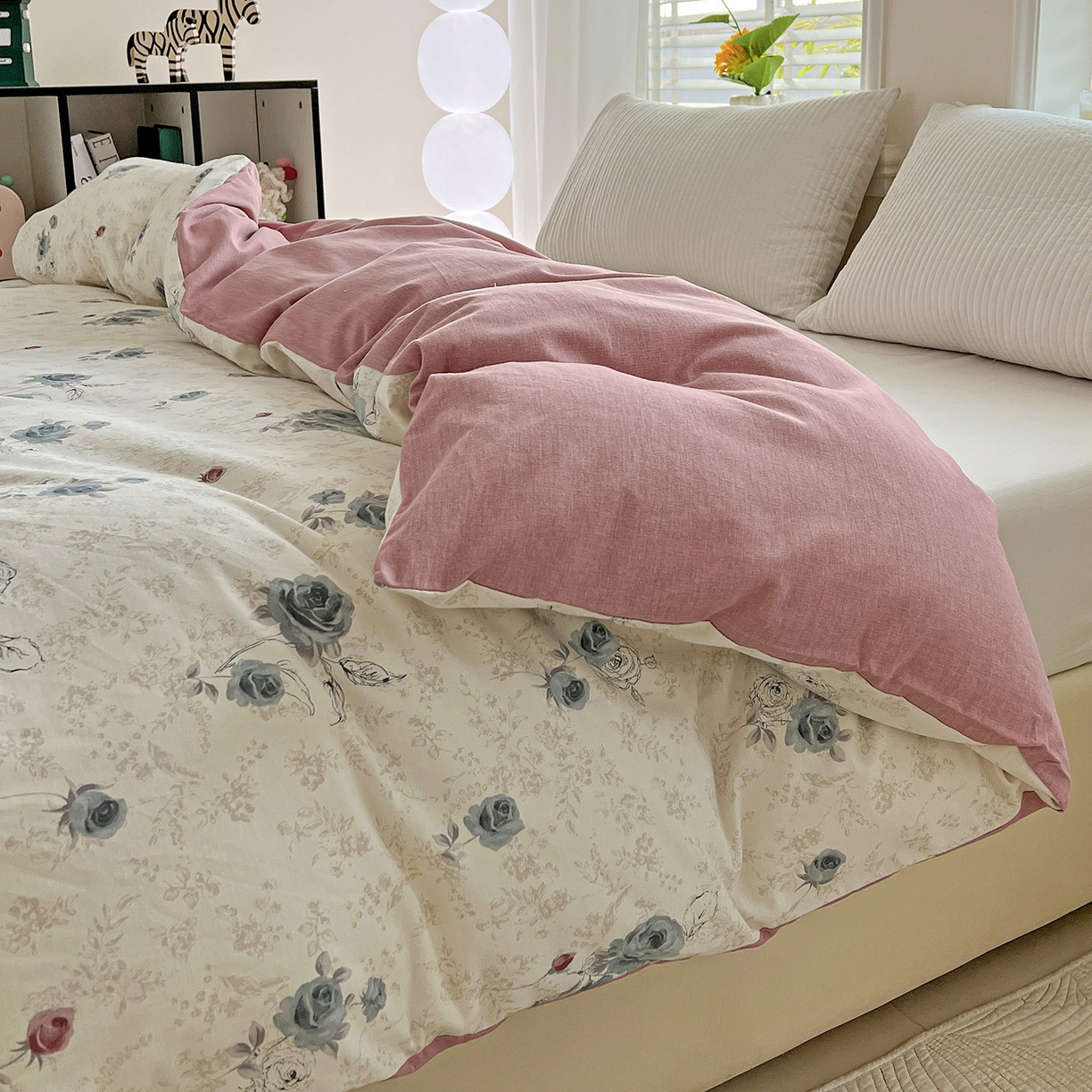 91家纺网 家纺一手货源 找家纺 依庭 2025新款高克重全棉纯棉磨毛印花单被套 玫瑰花语