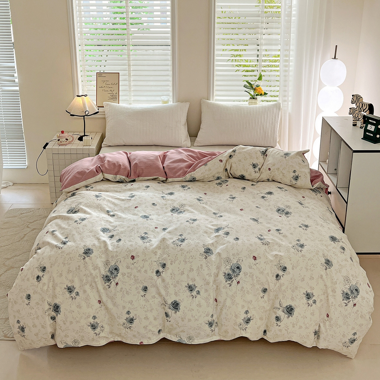 91家纺网 家纺一手货源 找家纺 依庭 2025新款高克重全棉纯棉磨毛印花单被套 玫瑰花语