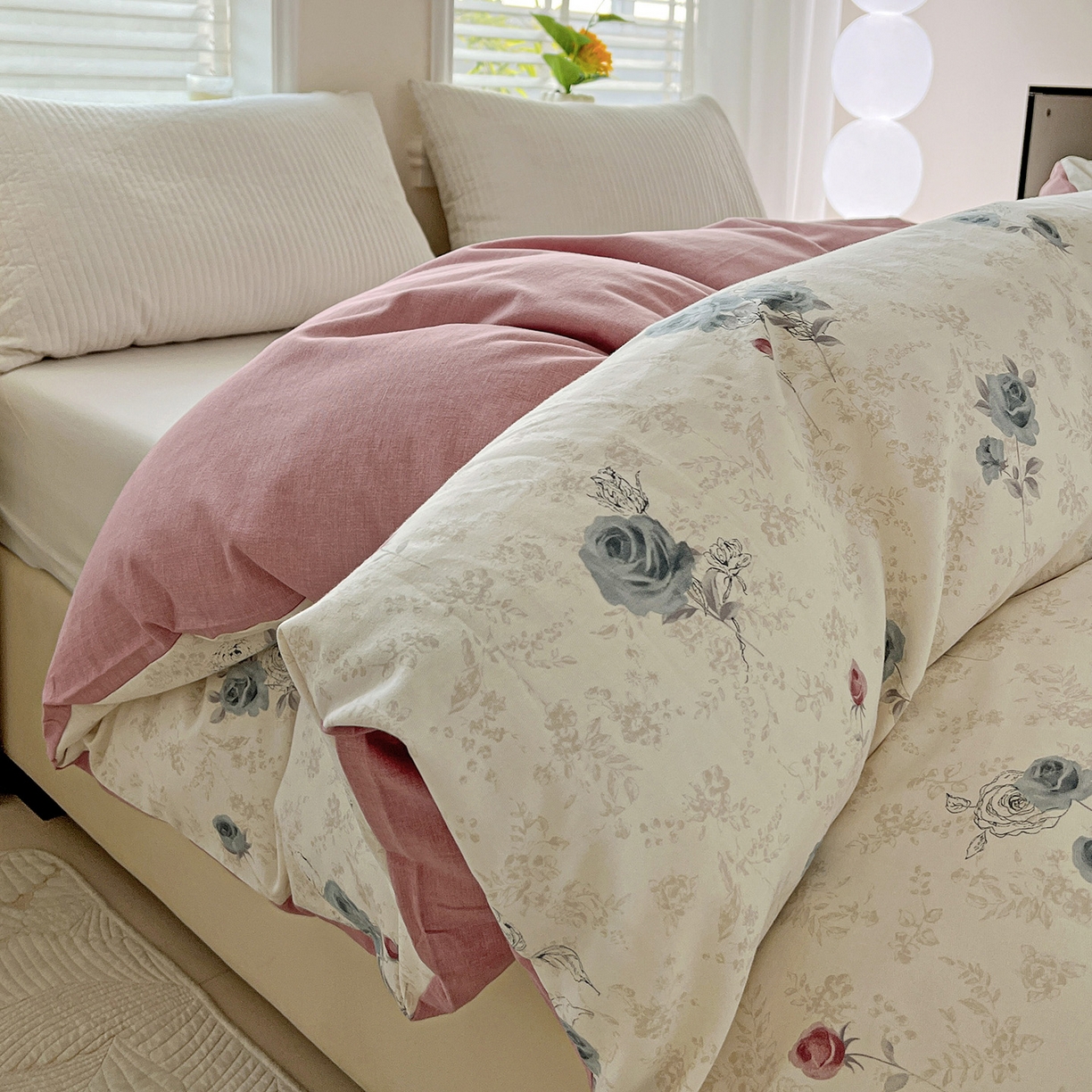 91家纺网 家纺一手货源 找家纺 依庭 2025新款高克重全棉纯棉磨毛印花单被套 玫瑰花语