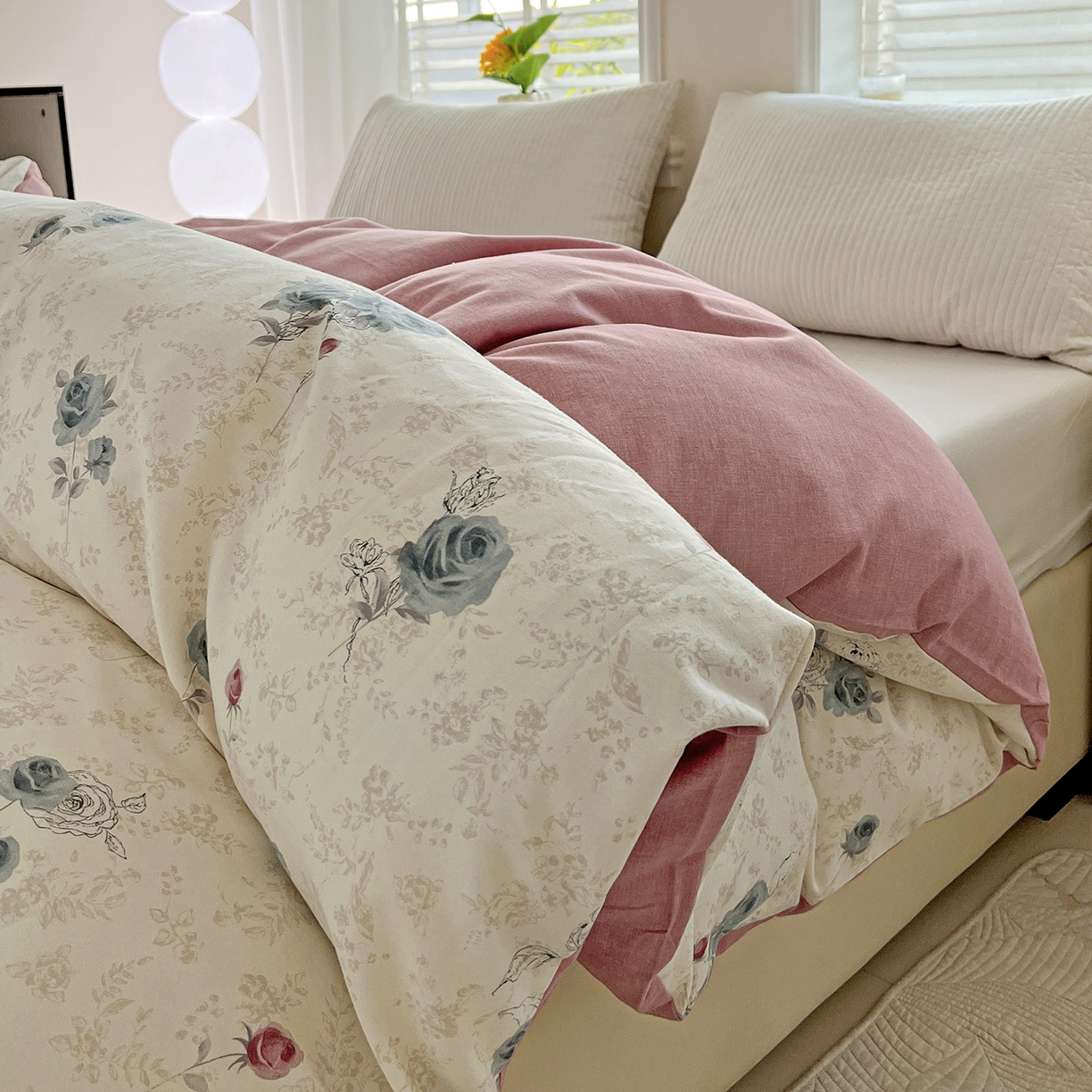 91家纺网 家纺一手货源 找家纺 依庭 2025新款高克重全棉纯棉磨毛印花单被套 玫瑰花语