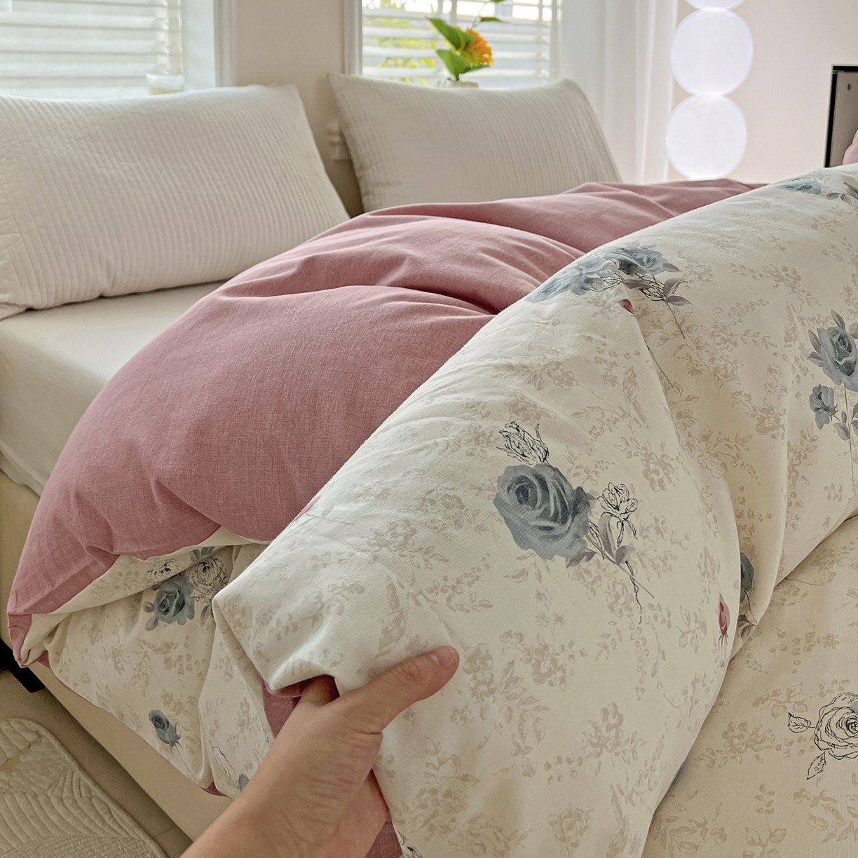 91家纺网 家纺一手货源 找家纺 依庭 2025新款高克重全棉纯棉磨毛印花单被套 玫瑰花语