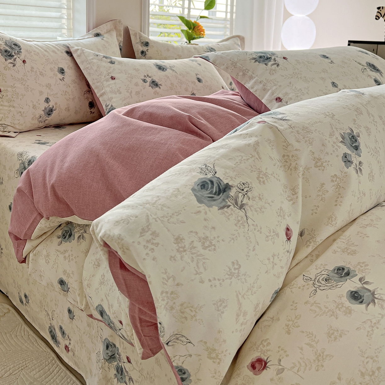 91家纺网 家纺一手货源 找家纺 依庭 2025新款高克重全棉纯棉磨毛印花单被套 玫瑰花语