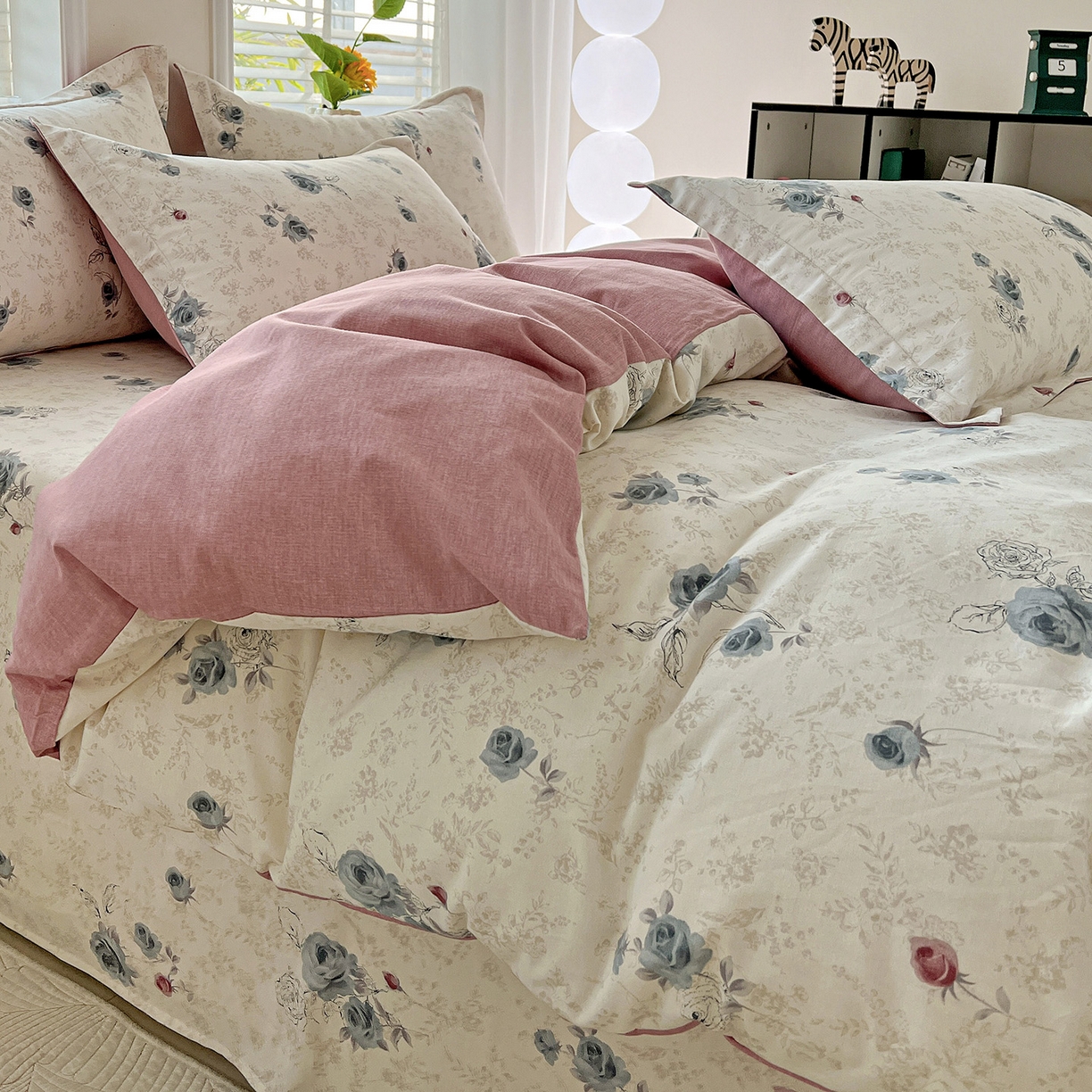 91家纺网 家纺一手货源 找家纺 依庭 2025新款高克重全棉纯棉磨毛印花单被套 玫瑰花语