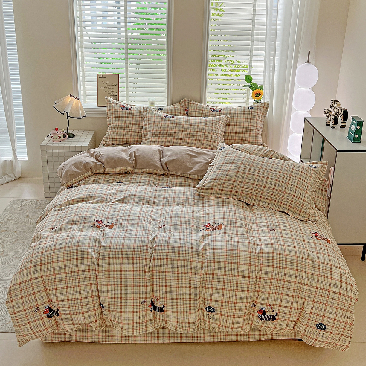 91家纺网 家纺一手货源 找家纺 依庭 2025新款高克重全棉纯棉磨毛印花单被套 奶油小狗