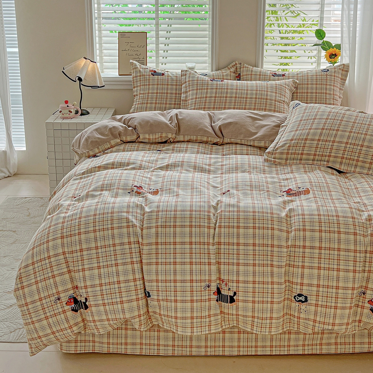 91家纺网 家纺一手货源 找家纺 依庭 2025新款高克重全棉纯棉磨毛印花单被套 奶油小狗