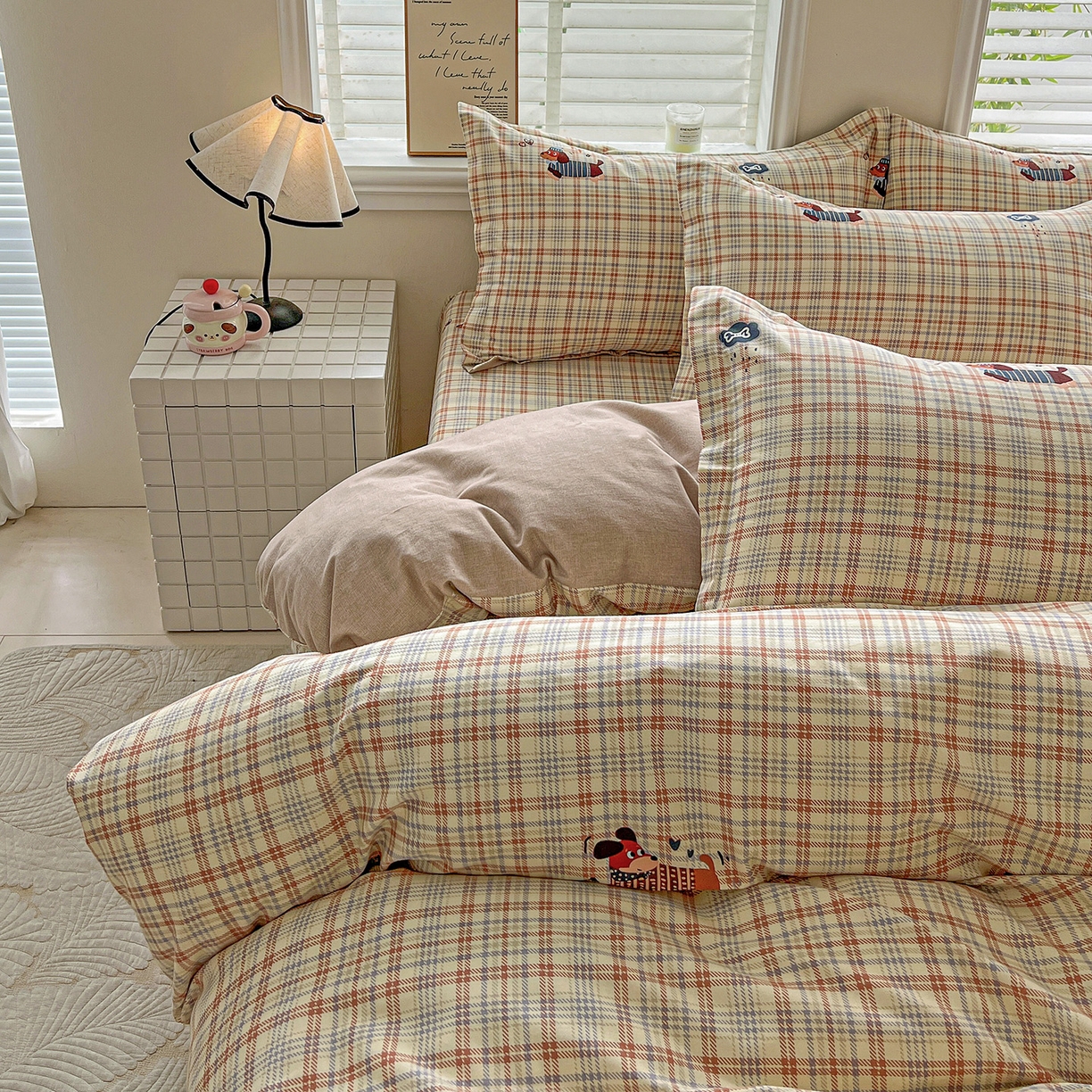 91家纺网 家纺一手货源 找家纺 依庭 2025新款高克重全棉纯棉磨毛印花单被套 奶油小狗