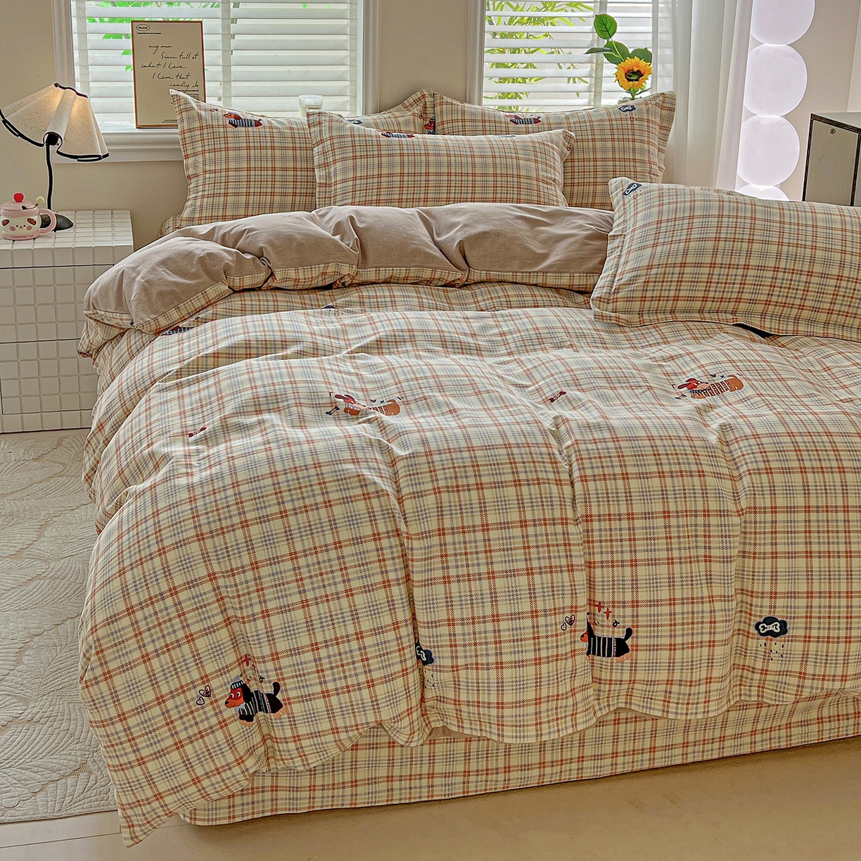 91家纺网 家纺一手货源 找家纺 依庭 2025新款高克重全棉纯棉磨毛印花单被套 奶油小狗