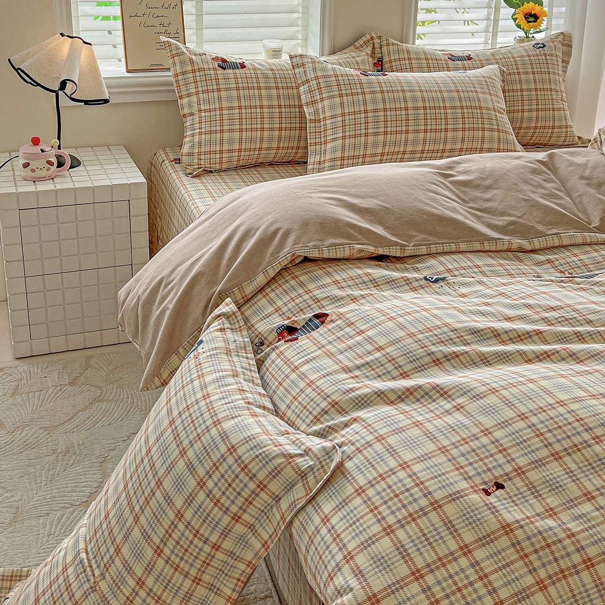 91家纺网 家纺一手货源 找家纺 依庭 2025新款高克重全棉纯棉磨毛印花单被套 奶油小狗