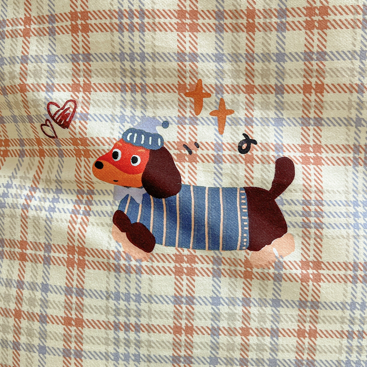 91家纺网 家纺一手货源 找家纺 依庭 2025新款高克重全棉纯棉磨毛印花单被套 奶油小狗