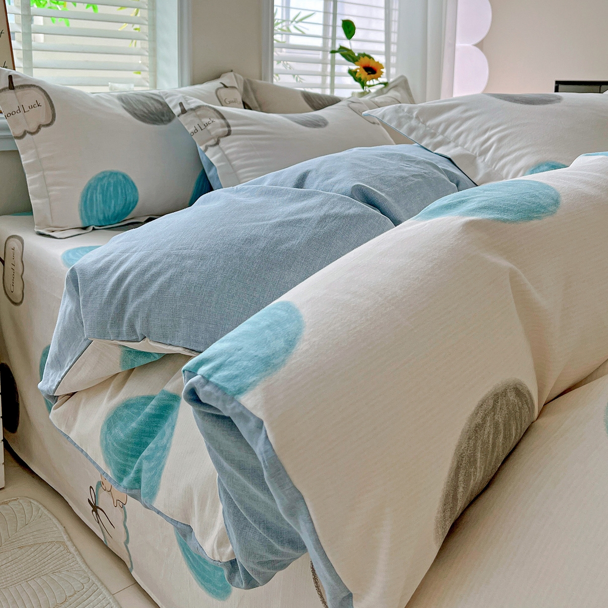 91家纺网 家纺一手货源 找家纺 依庭 2025新款高克重全棉纯棉磨毛印花单被套 南瓜熊