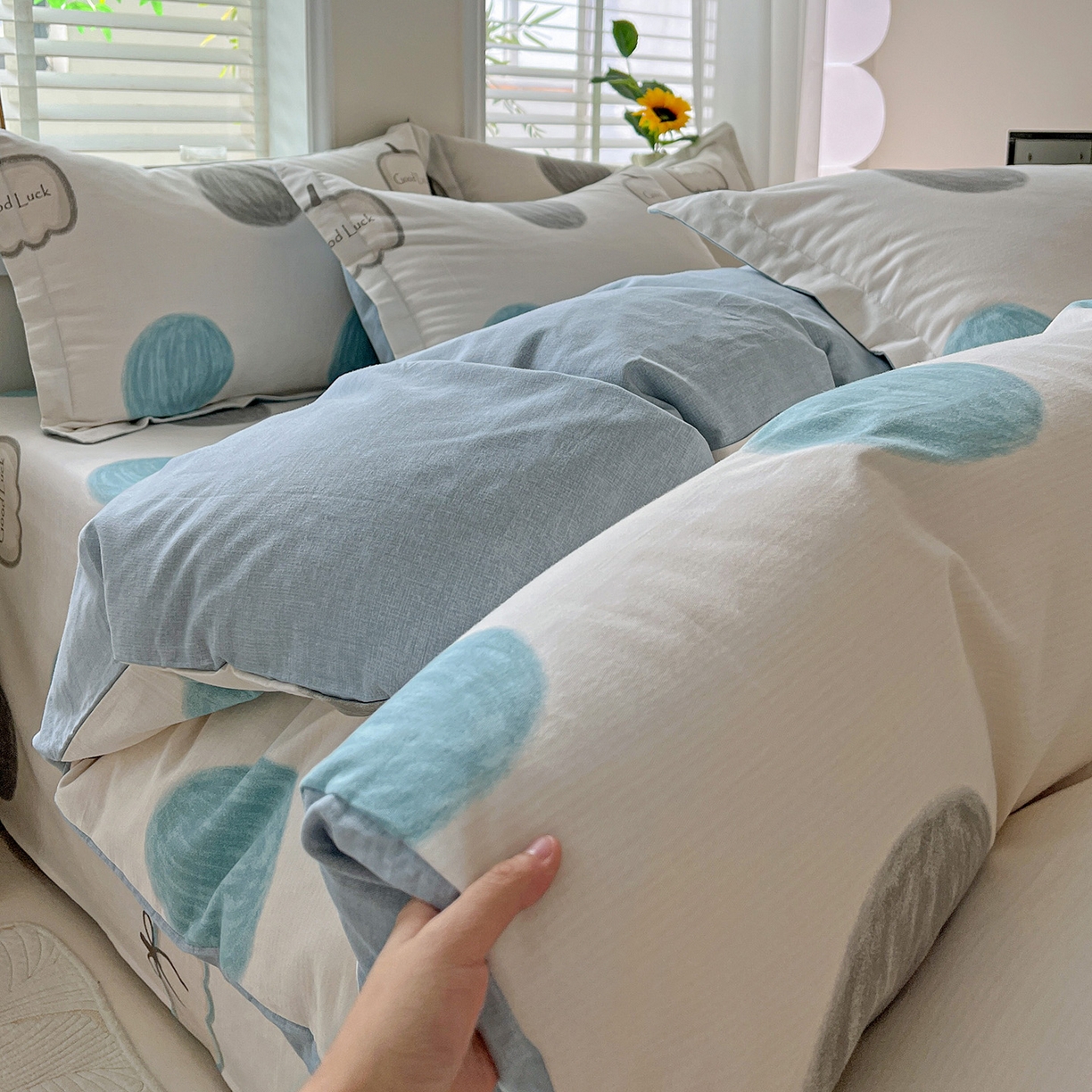 91家纺网 家纺一手货源 找家纺 依庭 2025新款高克重全棉纯棉磨毛印花单被套 南瓜熊