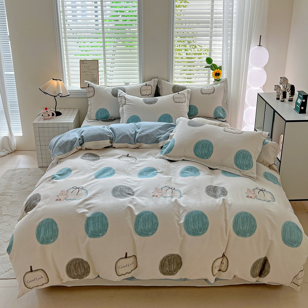 91家纺网 家纺一手货源 找家纺 依庭 2025新款高克重全棉纯棉磨毛印花单被套 南瓜熊