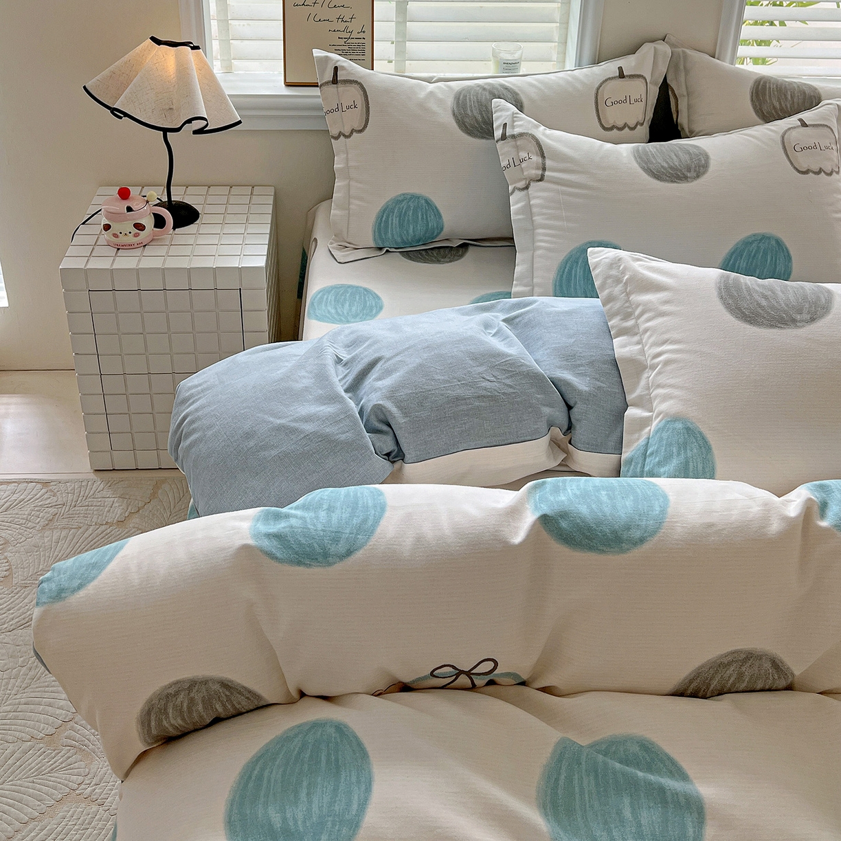 91家纺网 家纺一手货源 找家纺 依庭 2025新款高克重全棉纯棉磨毛印花单被套 南瓜熊