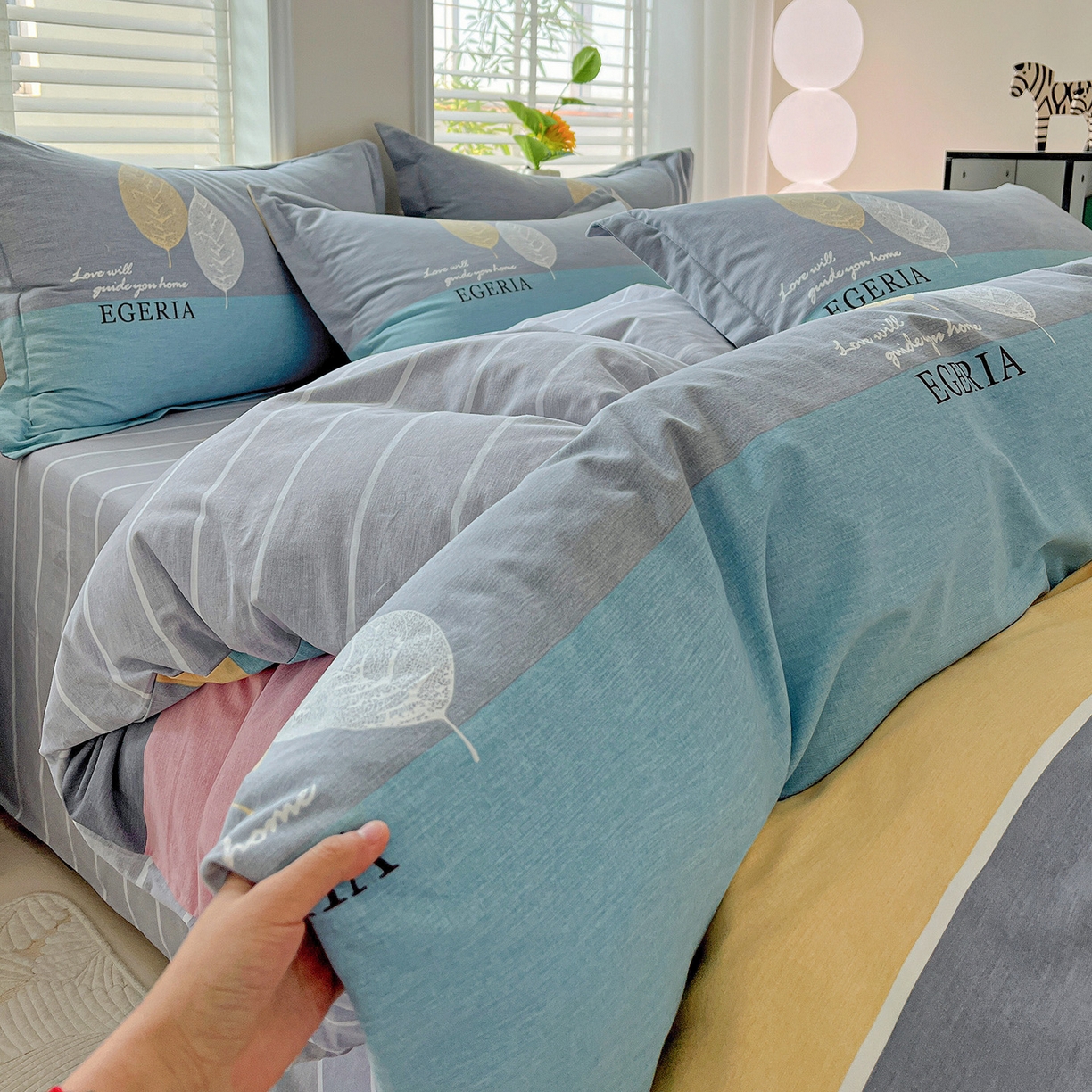 91家纺网 家纺一手货源 找家纺 依庭 2025新款高克重全棉纯棉磨毛印花单被套 尼彩