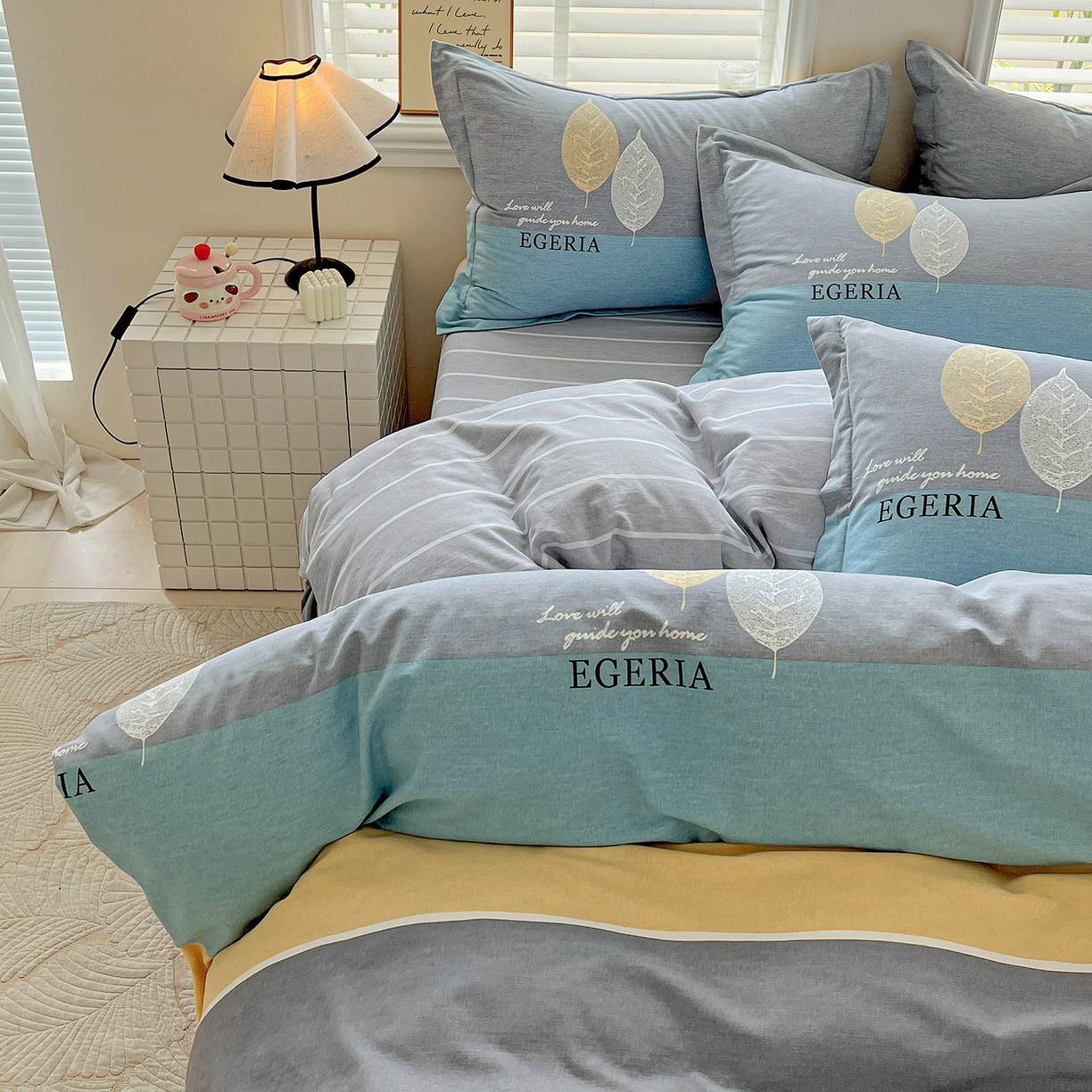 91家纺网 家纺一手货源 找家纺 依庭 2025新款高克重全棉纯棉磨毛印花单被套 尼彩