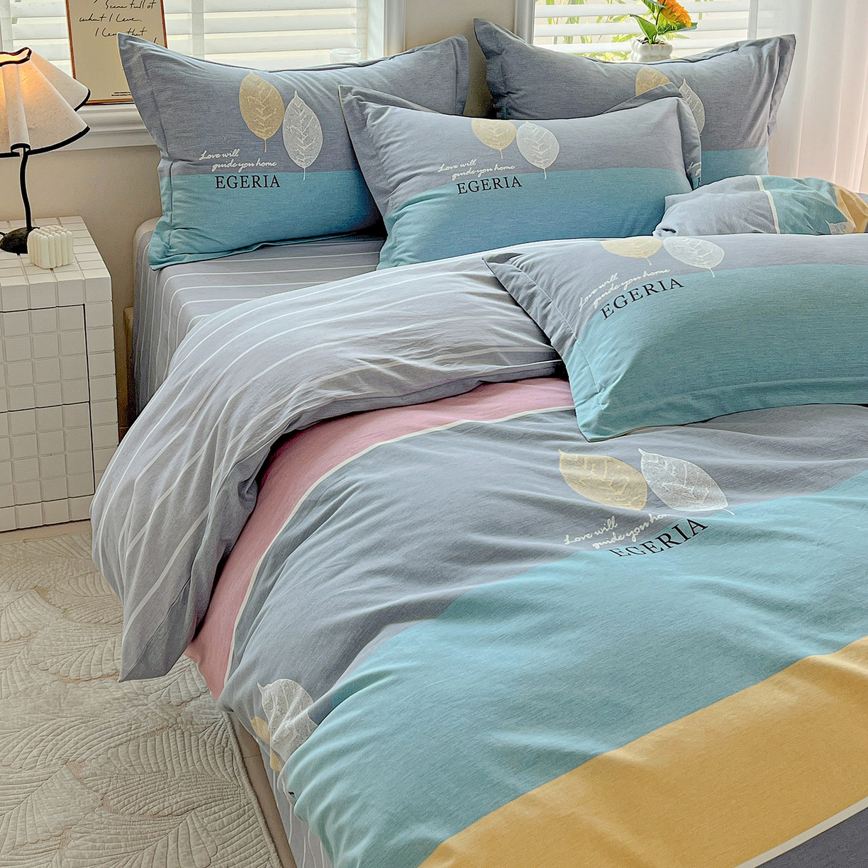 91家纺网 家纺一手货源 找家纺 依庭 2025新款高克重全棉纯棉磨毛印花单被套 尼彩