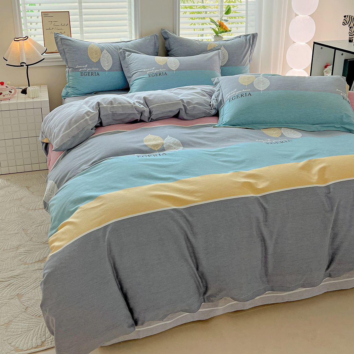 91家纺网 家纺一手货源 找家纺 依庭 2025新款高克重全棉纯棉磨毛印花单被套 尼彩