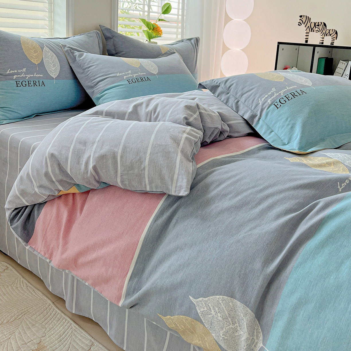 91家纺网 家纺一手货源 找家纺 依庭 2025新款高克重全棉纯棉磨毛印花单被套 尼彩