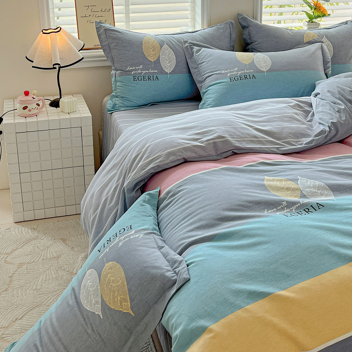 91家纺网 家纺一手货源 找家纺 依庭 2025新款高克重全棉纯棉磨毛印花单被套 尼彩