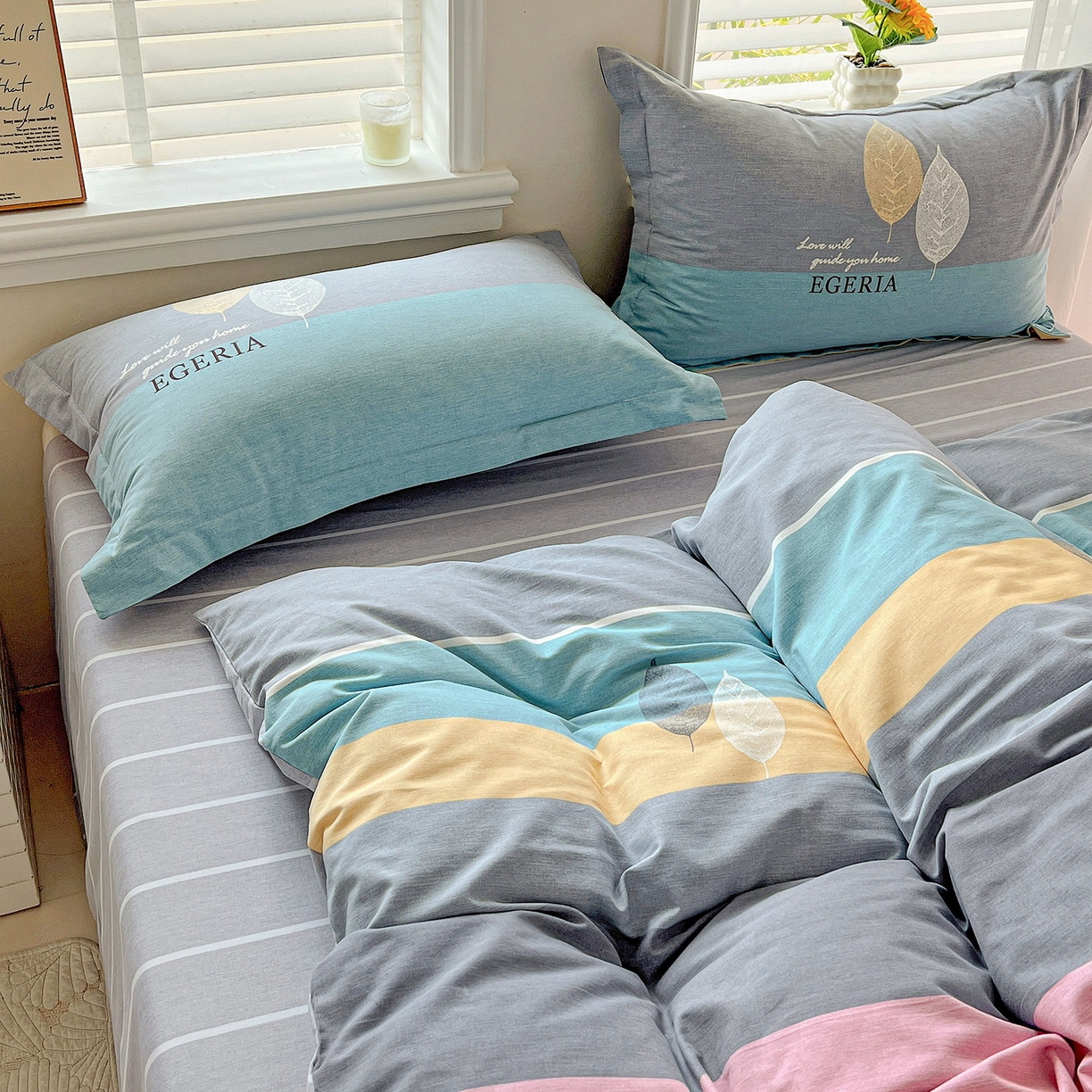 91家纺网 家纺一手货源 找家纺 依庭 2025新款高克重全棉纯棉磨毛印花单被套 尼彩