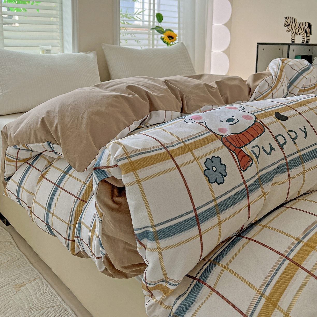 91家纺网 家纺一手货源 找家纺 依庭 2025新款高克重全棉纯棉磨毛印花单被套 帕比