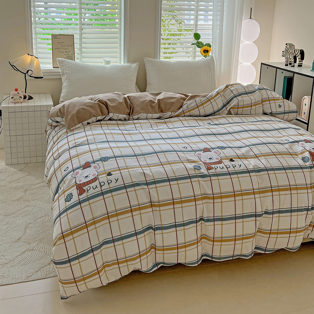 91家纺网 家纺一手货源 找家纺 依庭 2025新款高克重全棉纯棉磨毛印花单被套 帕比