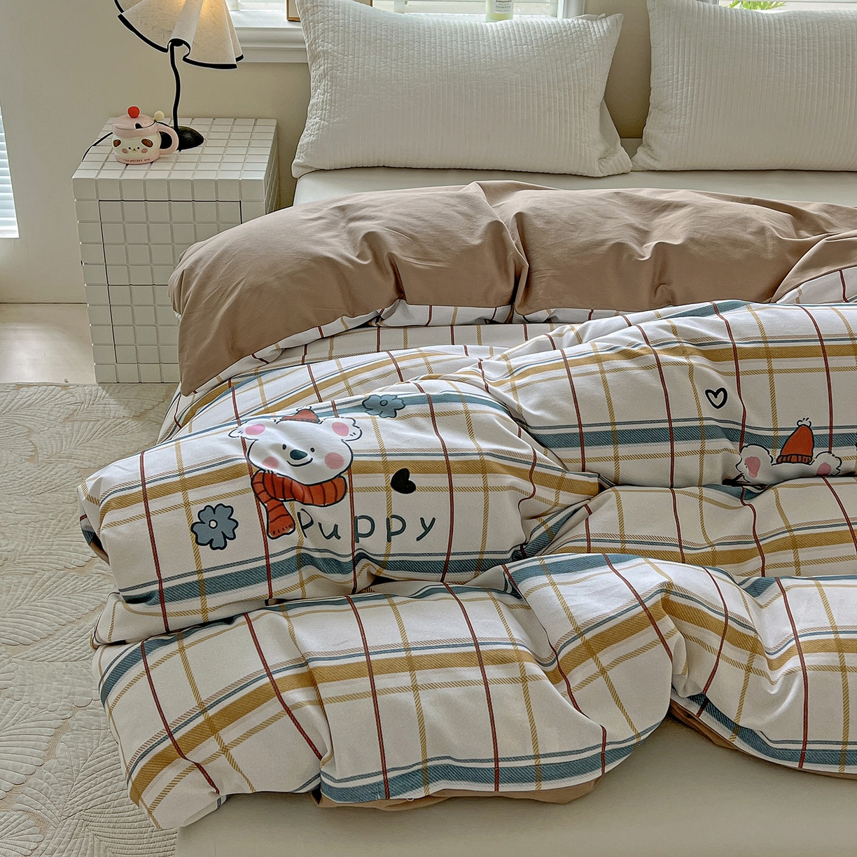 91家纺网 家纺一手货源 找家纺 依庭 2025新款高克重全棉纯棉磨毛印花单被套 帕比