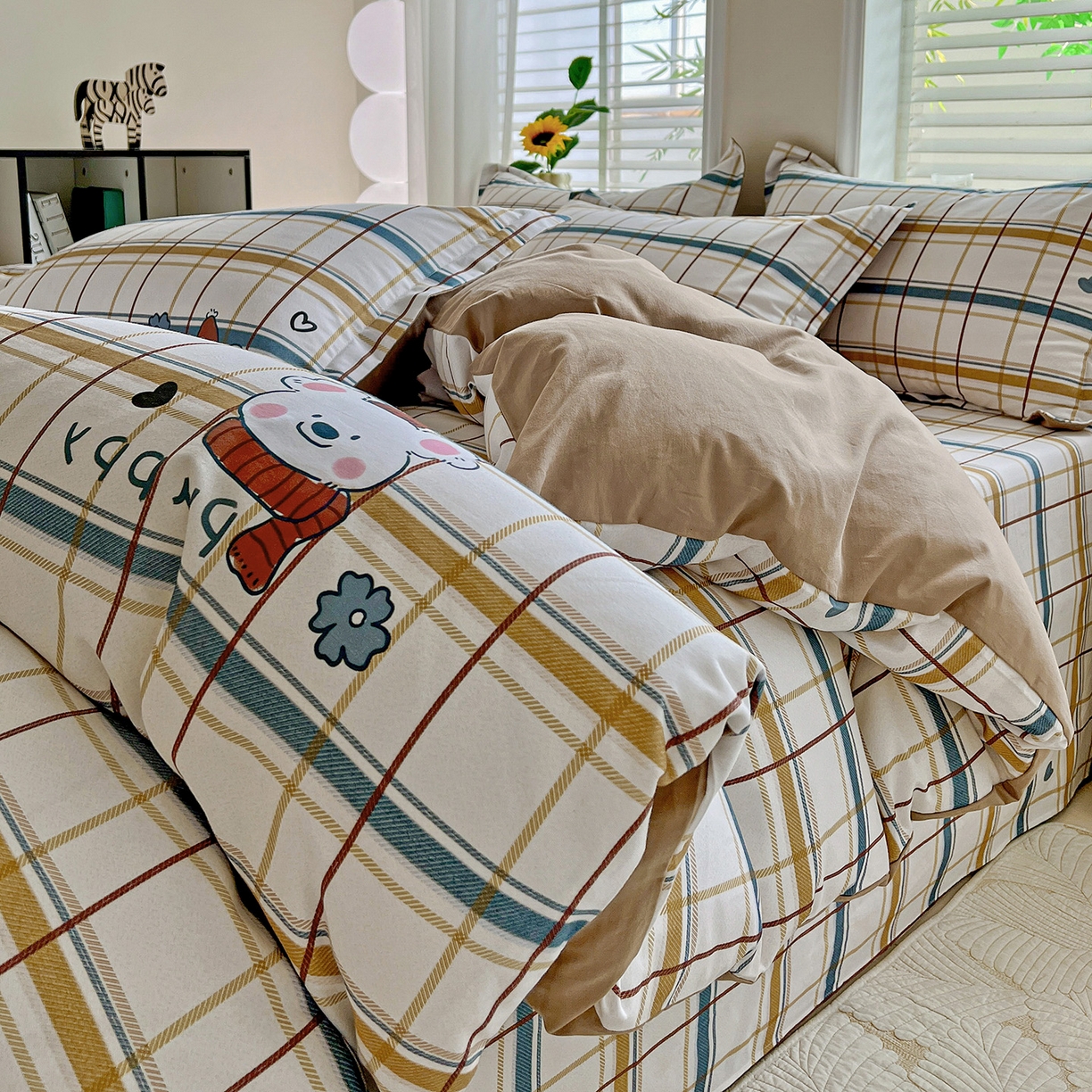 91家纺网 家纺一手货源 找家纺 依庭 2025新款高克重全棉纯棉磨毛印花单被套 帕比