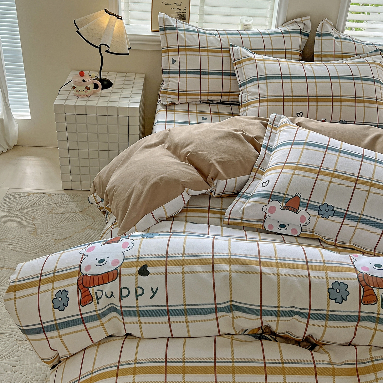 91家纺网 家纺一手货源 找家纺 依庭 2025新款高克重全棉纯棉磨毛印花单被套 帕比