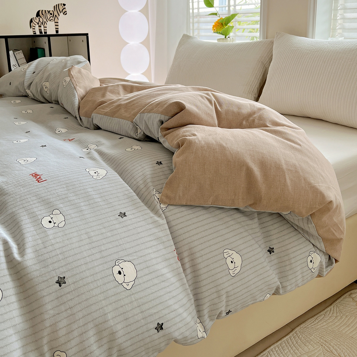 91家纺网 家纺一手货源 找家纺 依庭 2025新款高克重全棉纯棉磨毛印花单被套 皮皮狗